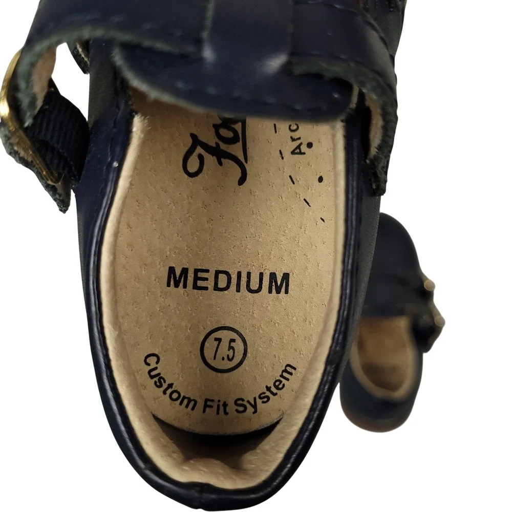 Footmates Danielle Mary Jane Shoes Toddler 7.5 Double Buckle Girls Navy Blue